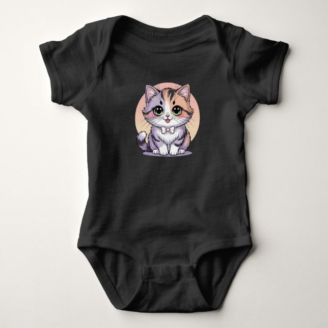 Body Para Bebê  Cat Baby Bodysuit Cute Kitten Green Eyes Infant (Frente)