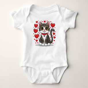 Body Para Bebê Cat com símbolos de amor Clipart-85245