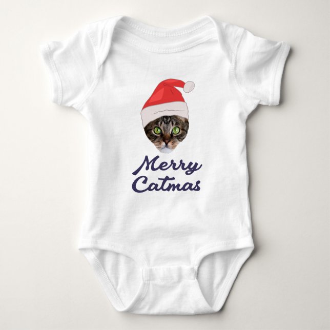 Body Para Bebê Catmas de feliz, Convite para Papai Noel de Natal (Frente)