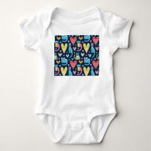 Body Para Bebê Cats Love: Colorir Vintage Invisível