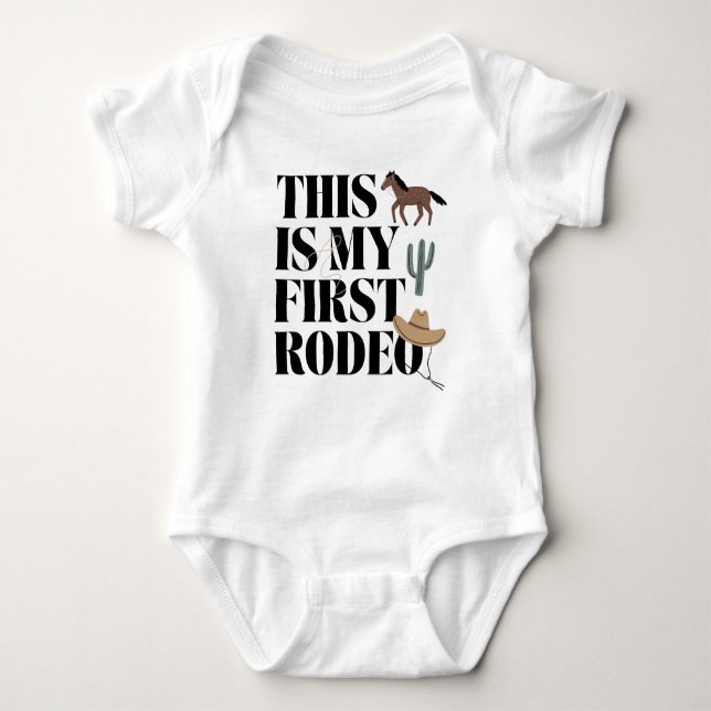 Body Para Bebê Caubói Ocidental Este É Meu Primeiro Rodeio Bebê  (Frente)