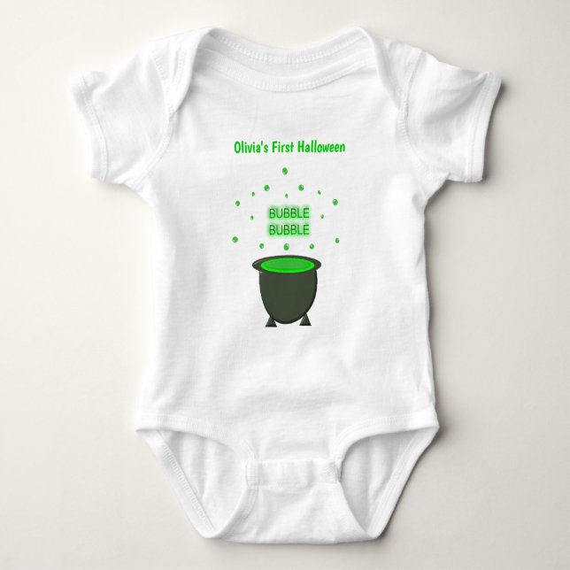 Body Para Bebê Cauldron e Bubbling Green Brew Halloween (Frente)