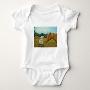 Body Para Bebê Cavalo Amarelo Louro e Coelhinho da Páscoa