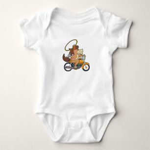 Body Para Bebê Cavalo como Cowboy com Laço e Motocicleta