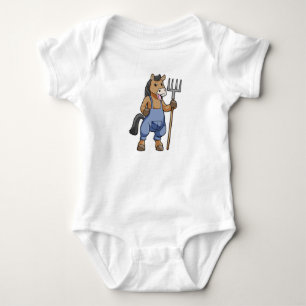 Body Para Bebê Cavalo como Farmer com Rake