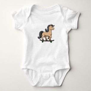 Body Para Bebê Cavalo como Patinador com Skate