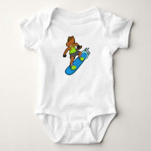Body Para Bebê Cavalo como Snowboarder com Snowboard