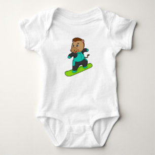 Body Para Bebê Cavalo como Snowboarder com Snowboard