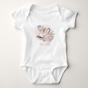 Body Para Bebê Cavalo de Balanço Floral Rosa Grama das Pampas Ani