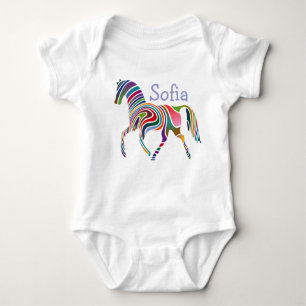 Body Para Bebê Cavalo de Fantasia Menina Colorida Personalizado