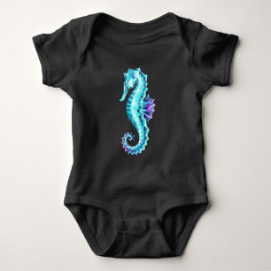 Body Para Bebê Cavalo de Gelo Cristal em Fundo Azul