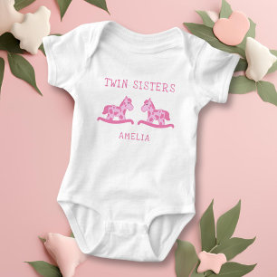 Body Para Bebê Cavalo de Rocco - Irmãs Gêmeas Rosa Nome da Rapa