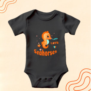 Body Para Bebê Cavalo-marinho-de-laranja-acastanhado
