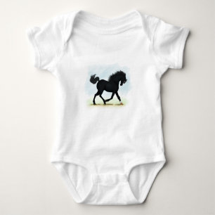Body Para Bebê Cavalo Negro com Estrela e Meia (Beleza Negra)