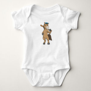 Body Para Bebê Cavalo no Baseball com bastão de Baseball
