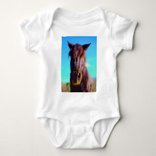 Body Para Bebê Cavalo Roxo com Boca Verde