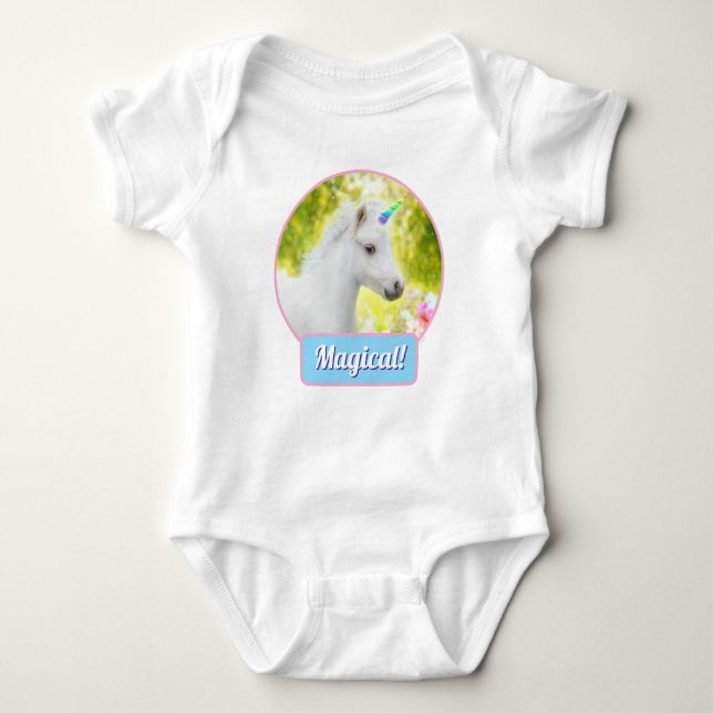 Body Para Bebê Cavalo Unicórnio Branco (Frente)