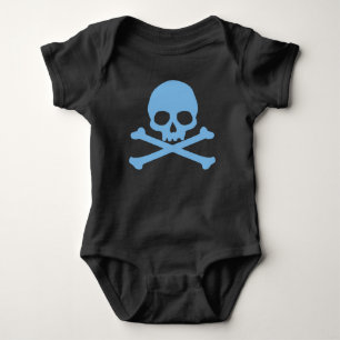 Body Para Bebê Caveira Azul Simples e Crossbones
