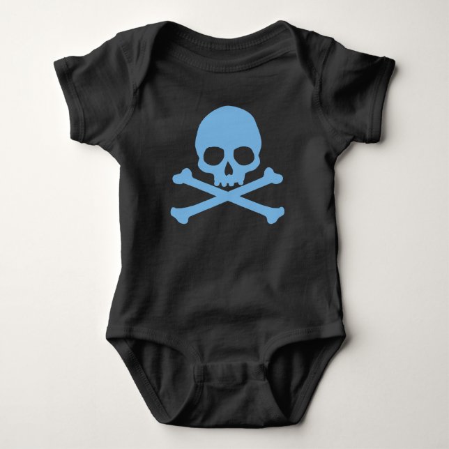 Body Para Bebê Caveira Azul Simples e Crossbones (Frente)