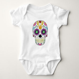 Body Para Bebê Caveira colorida com fundo branco
