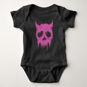 Body Para Bebê Caveira de Demônio Gotejante em Rosa Neon
