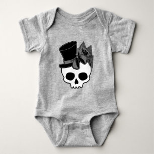 Body Para Bebê Caveira do Gótico com Arco Rosa superior