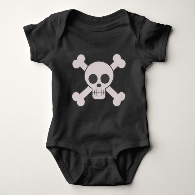Body Para Bebê Caveira e Crossbones Bebê Fato De Bebê (Frente)