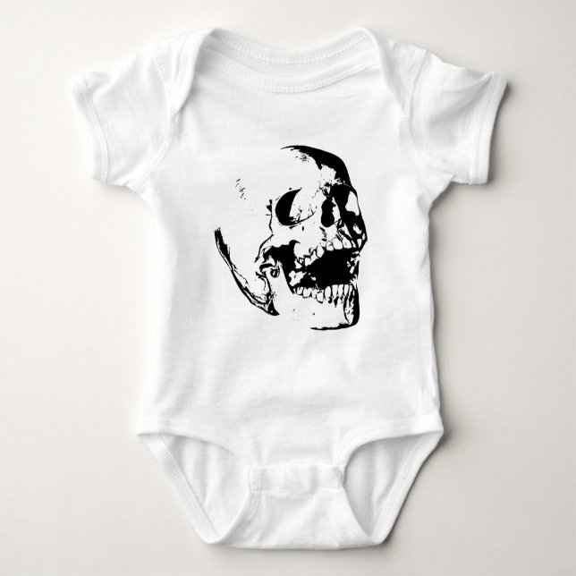 Body Para Bebê Caveira Preto Branco (Frente)