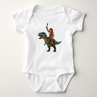 Body Para Bebê Caveman Riding Dinosaur Cartoon Image