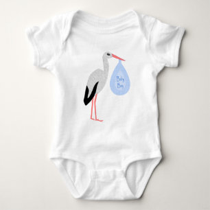 Body Para Bebê Cegonha de Bebê Menino Azul Fofo