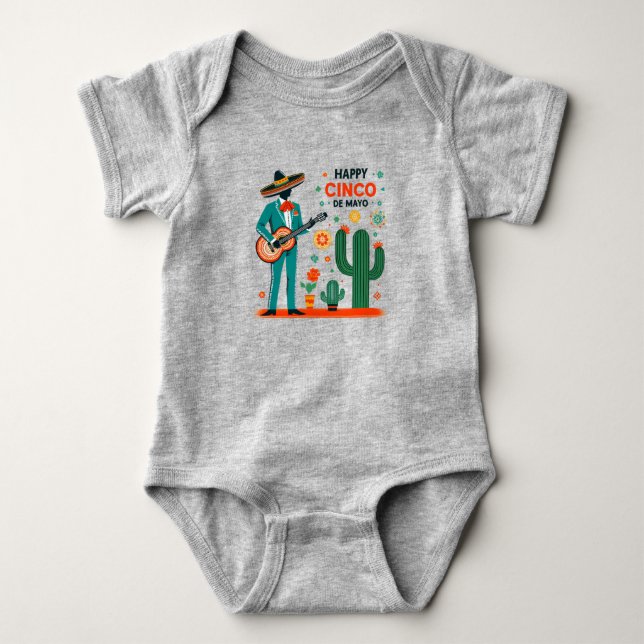 Body Para Bebê Celebração Mariachi – Feliz Cinco de Maio (Frente)