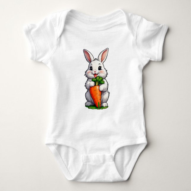 Body Para Bebê Cenoura De Comida De Coelho (Frente)
