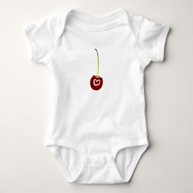 Body Para Bebê Cereja Vermelha Babygro/Creeper (Frente)