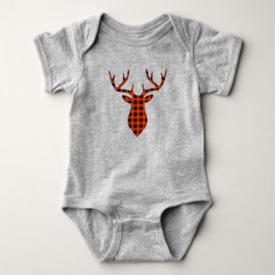 Body Para Bebê Cervo Bucaneiro Xadrez Búfalo Vermelho Animal