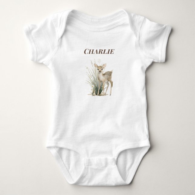 Body Para Bebê Cervo da Floresta Personalizado para Bebé (Frente)