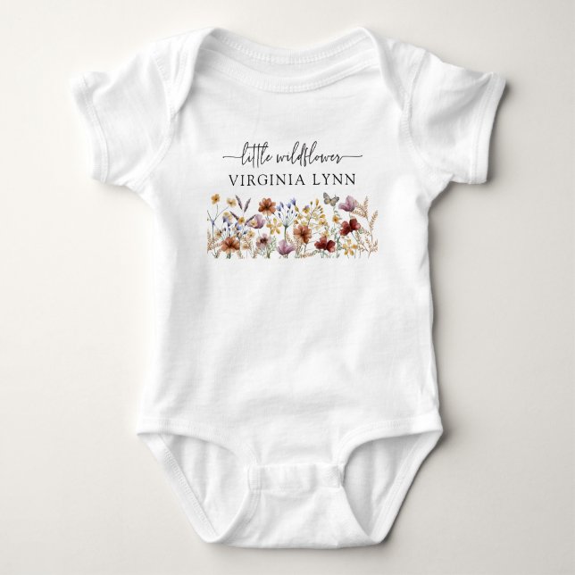 Body Para Bebê Chá de Bebê Boho Wildflowers (Frente)