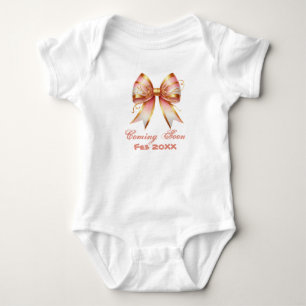 Body Para Bebê Chá de Bebê com Laço Floral Dourado e Rosa