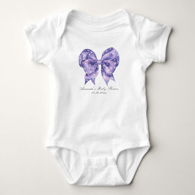 Body Para Bebê Chá de Bebê de Bolinhas com Laço em Aquarela (Frente)