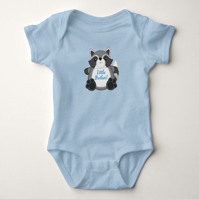 Body Para Bebê Chá de Bebê de Guaxinim Azul (Frente)