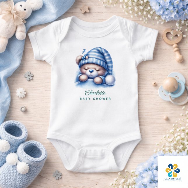 Body Para Bebê Chá de Bebê do Ursinho Fofo (Cute Teddy Bear Baby Shower Bodysuit)