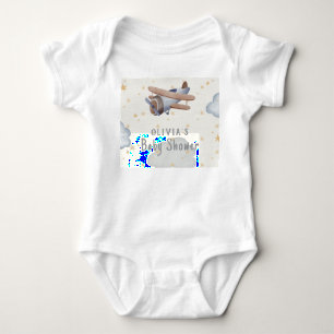 Body Para Bebê Chá de Bebê em Aquarela Cinza e Bege