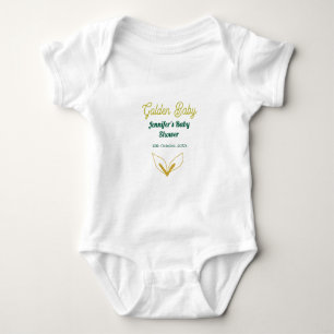 Body Para Bebê Chá de bebê encantado com folhas de ouro verde-fol