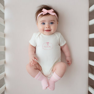 Body Para Bebê Chá de Bebê Laço Rosa Menina Bebê Coquete Fofa
