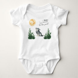 Body Para Bebê Chá de Bebê Lobo em Aquarela 