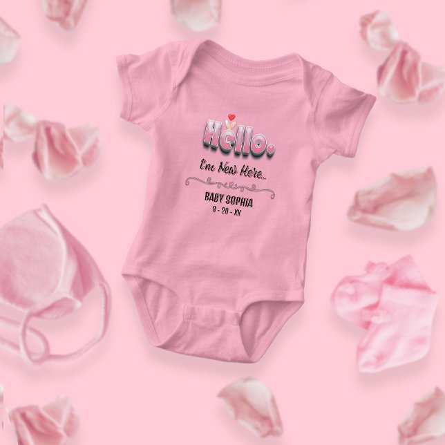Body Para Bebê Chá de Bebê Personalizado Coraçãozinho Olá Rosa Fo (Criador carregado)