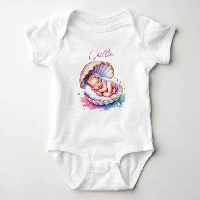 Body Para Bebê Chá de Bebê Personalizado para Menina Costeira (Frente)