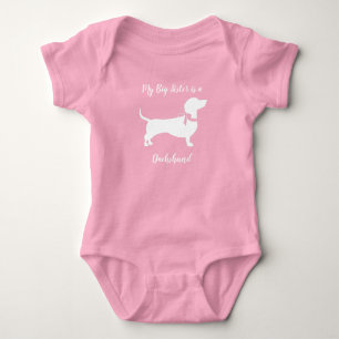 Body Para Bebê Chá de fraldas de Cachshund Weiner Garota Rosa