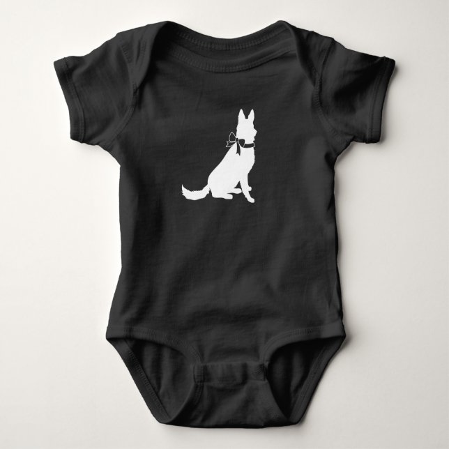 Body Para Bebê Chá de fraldas de german shepherd Cão sem Genes (Frente)