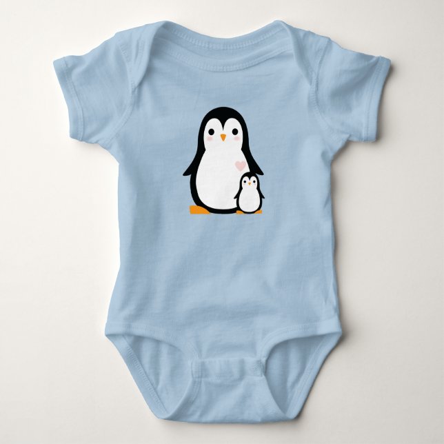 Body Para Bebê Chá de fraldas de pinguim (Frente)