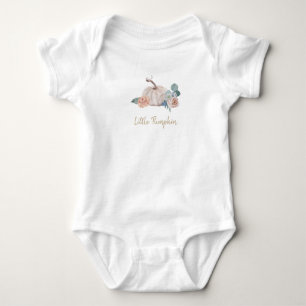 Body Para Bebê Chá de fraldas floral de abóbora-aquarela creme